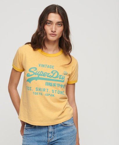 Women's Neonfarbenes T-Shirt mit Vintage-Logo - Größe: 36 - Superdry - Modalova