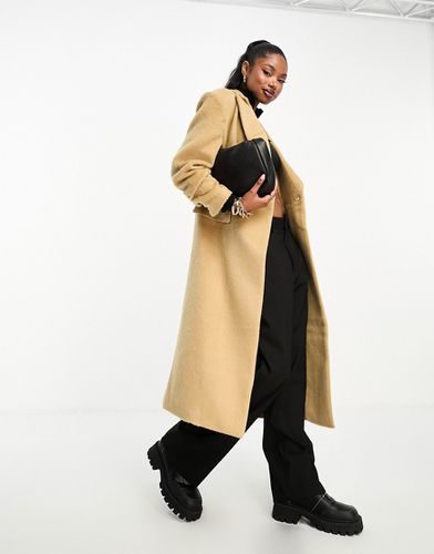 Manteau long habillé effet laine avec ceinture - Camel - 4Th & Reckless - Modalova