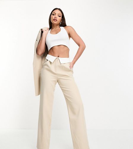 Exclusivité - Pantalon d'ensemble ajusté avec rabat contrastant - Crème - 4Th & Reckless Tall - Modalova