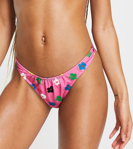 Bas de bikini échancré à taille haute et imprimé floral - - PINK - Collusion - Modalova