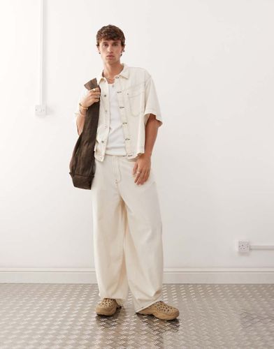 Pantalon bouffant oversize d'ensemble en lin mlang - cru - Collusion - Modalova