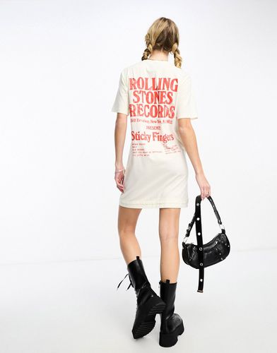 Robe t-shirt à imprimé Rolling Stones sous licence - Écru - Collusion - Modalova