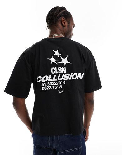 T-shirt skateur coupe carrée à imprimé bombé rétro - Collusion - Modalova