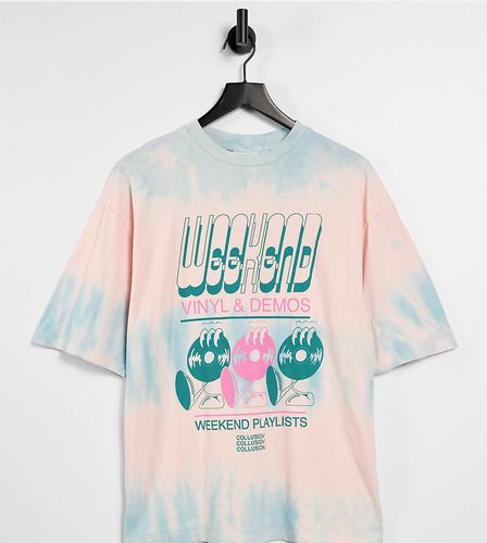 Unisex - T-shirt oversize effet tie-dye à imprimé Weekend » - Collusion - Modalova