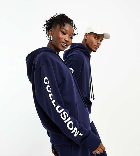 Unisex - Sweat à capuche avec logo imprimé - marine - Collusion - Modalova