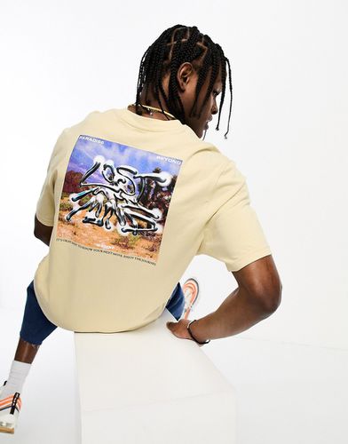 T-shirt à manches courtes avec imprimé Lost Mind sur la poitrine et au dos - Beige - Coney Island Picnic - Modalova