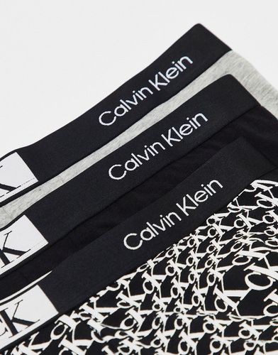 CK 96 - Lot de 3 boxers - Noir imprimé/noir/gris - Calvin Klein - Modalova