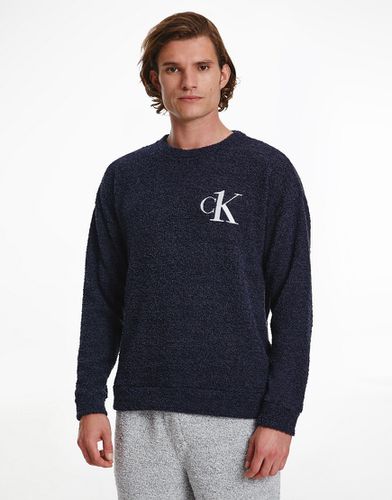 CK One - Sweat confort en tissu éponge - Bleu - Calvin Klein - Modalova