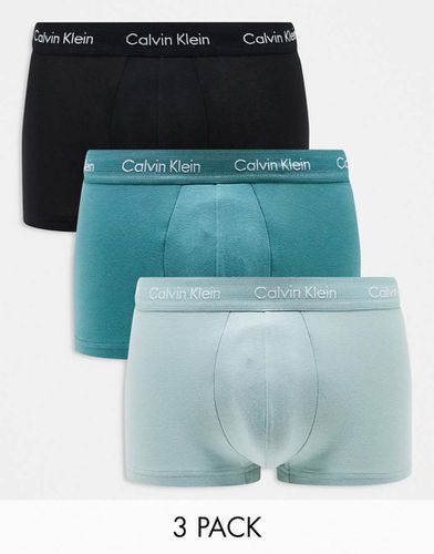 Cotton Stretch - Lot de 3 boxers taille basse - Vert - Calvin Klein - Modalova