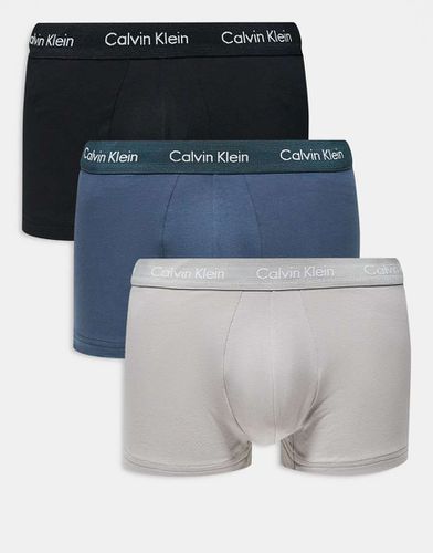 Cotton Stretch - Lot de 3 boxers taille basse - Noir/gris/bleu - Calvin Klein - Modalova