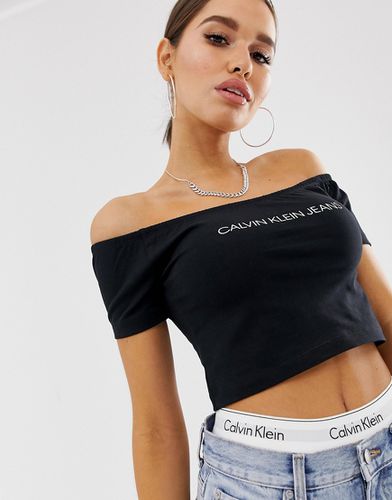 Crop top Bardot à logo - Calvin Klein Jeans - Modalova