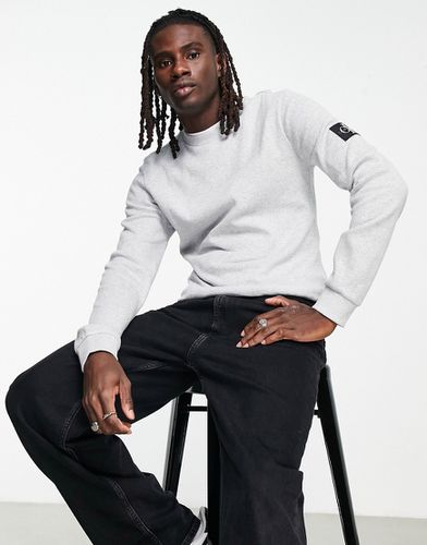 Top à manches longues en tissu gaufré avec écusson monogramme - clair chiné - Calvin Klein Jeans - Modalova