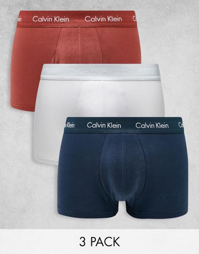 Lot de 3 boxers taille basse - Bleu marine/blanc/orange - Calvin Klein - Modalova