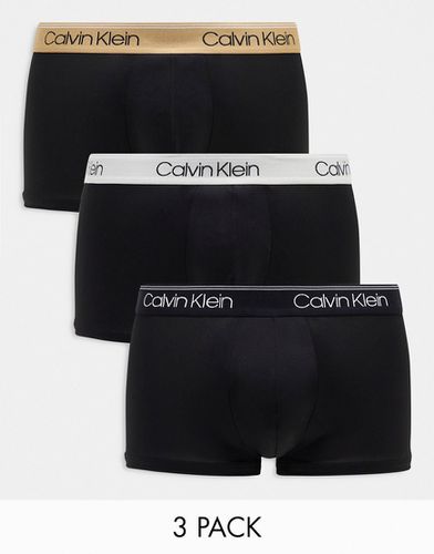 Lot de 3 boxers taille basse contrastante en microfibre stretch - Calvin Klein - Modalova