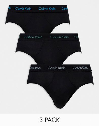 Lot de 3 slips en coton stretch avec logo coloré - Calvin Klein - Modalova
