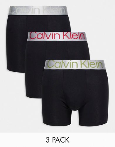 Steel - Lot de 3 boxers à taille contrastante - Calvin Klein - Modalova