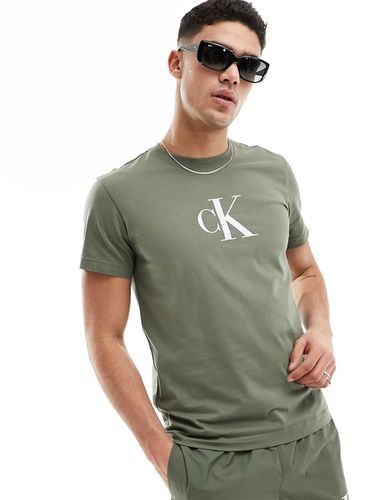 T-shirt ras de cou à monogramme - Olive - Calvin Klein - Modalova