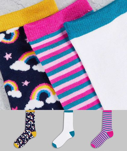 Lot de 3 paires de chaussettes à motifs nuages et arc-en-ciel - Chelsea Peers - Modalova