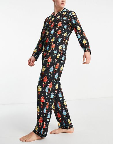 Pyjama boutonné à imprimé robot - Chelsea Peers - Modalova