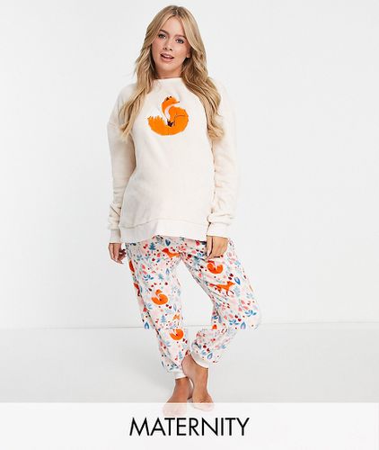 Pyjama de maternité en polaire à imprimé floral et renard - Chelsea Peers - Modalova