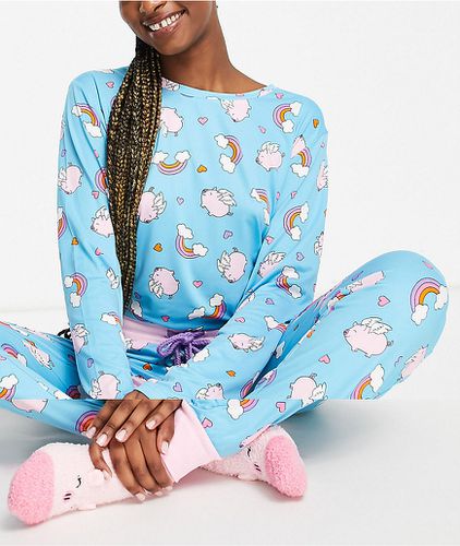 Pyjama et chaussettes à motif cochon volant - Chelsea Peers - Modalova