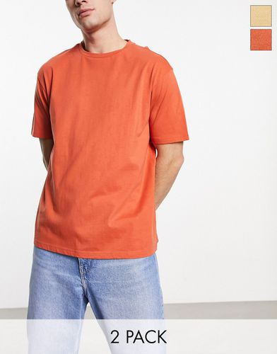 Lot de 2 t-shirts coupe carrée - Jaune foncé et orange - Another Influence - Modalova