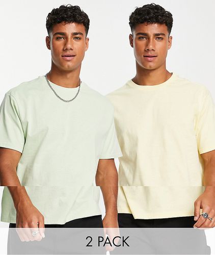 Lot de 2 t-shirts coupe carrée - Jaune pâle et vert - Another Influence - Modalova