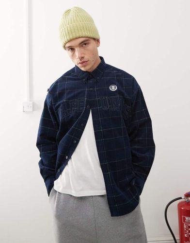 Aape By A Bathing Ape - Chemise  carreaux et logo avec manches longues - Bleu marine - Aape By A Bathing Ape - Modalova