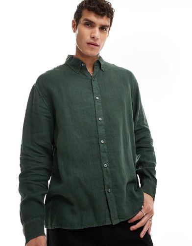 Chemise en lin à manches longues - foncé - Abercrombie & Fitch - Modalova