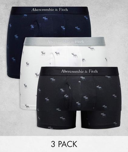 Lot de 3 boxers ton sur ton avec ceinture à logo - Blanc, gris et marine - Abercrombie & Fitch - Modalova