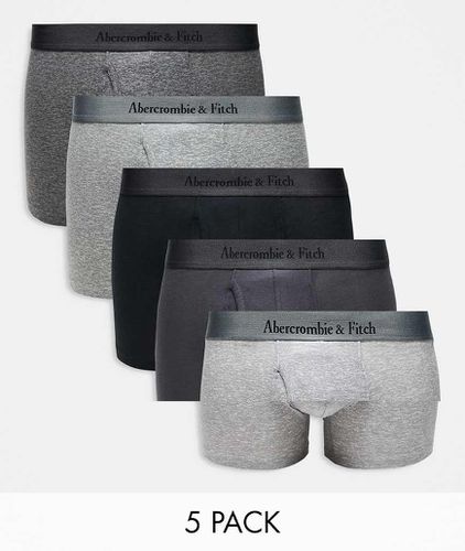 Lot de 5 boxers avec taille à logo ton sur ton - Gris et noir - Abercrombie & Fitch - Modalova