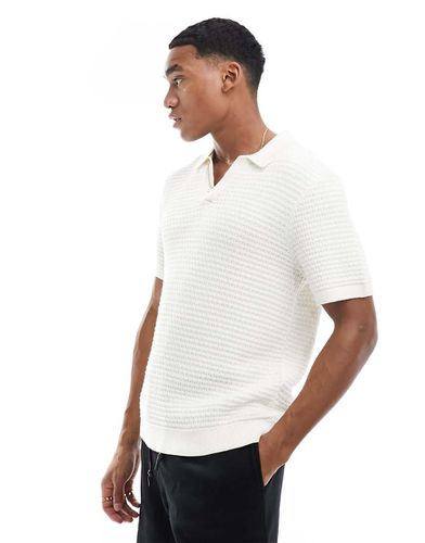 Polo à col ouvert rétro en maille flottée - Crème - Abercrombie & Fitch - Modalova