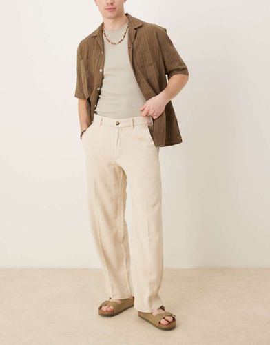 Pantalon baggy en lin mlang - Beige - Abercrombie & Fitch - Modalova