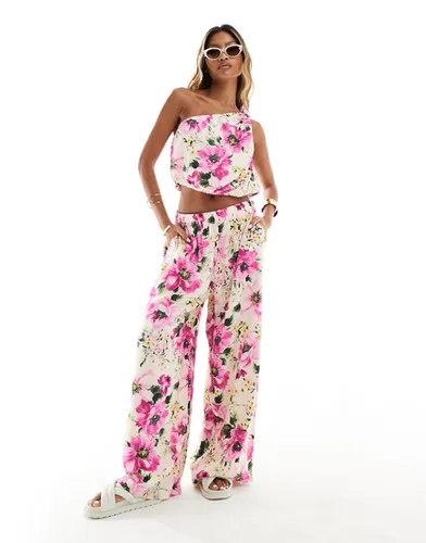 Pantalon d'ensemble ample effet froissé à imprimé fleuri - Abercrombie & Fitch - Modalova
