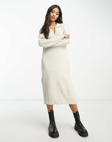 Robe mi-longue en maille à manches longues avec col - Gris clair - Abercrombie & Fitch - Modalova