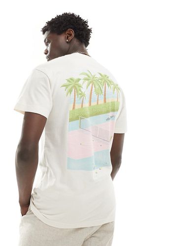 T-shirt décontracté avec imprimé Malibu Beach tennis club sur le devant et au dos - Crème - Abercrombie & Fitch - Modalova