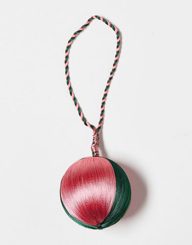 Boule de Noël brodée à rayures - Rose et vert - Accessorize - Modalova