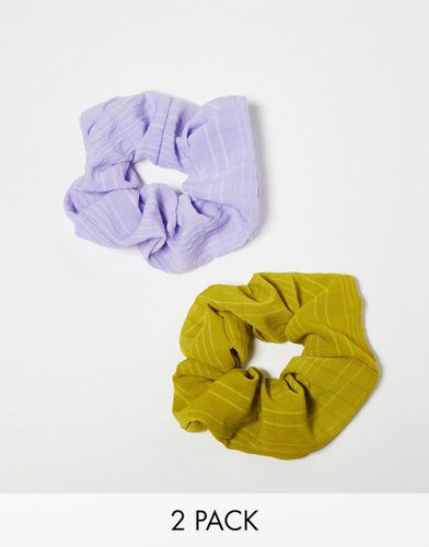 Lot de 2 chouchous texturés - Vert/violet - Accessorize - Modalova