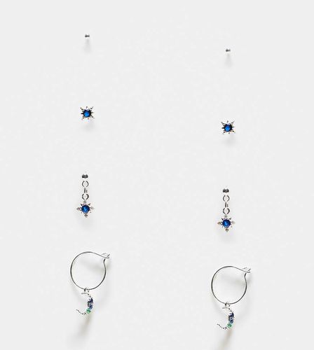 Lot de paires de boucles d'oreilles et créoles en argent massif avec breloques célestes - Accessorize - Modalova