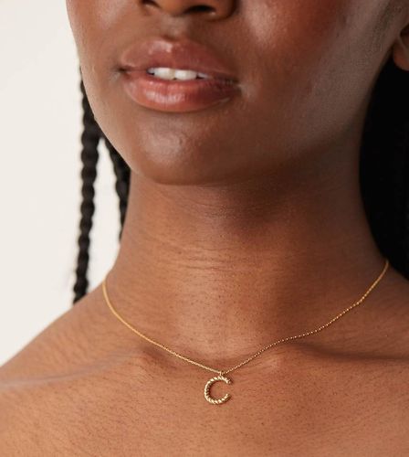 Z - Collier  pendentif torsad C en plaqu or 14 carats - Accessorize - Modalova