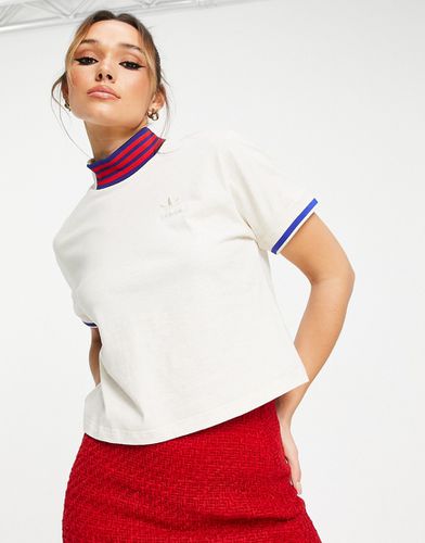T-shirt crop top style universitaire - cassé chiné - Adidas Originals - Modalova