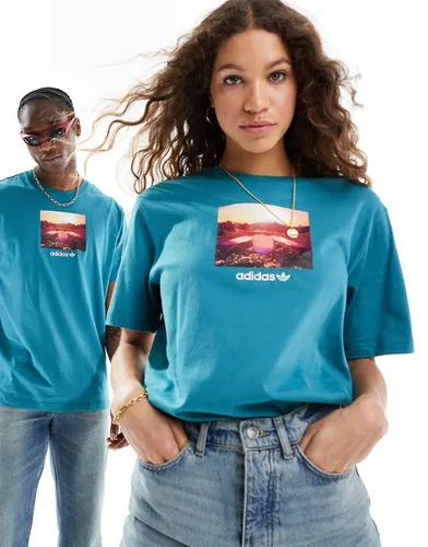 T-shirt unisexe à imprimé graphique - Sarcelle - Adidas Originals - Modalova