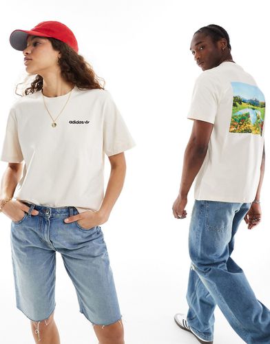 T-shirt unisexe avec imprimé lever du soleil au dos - cassé - Adidas Originals - Modalova
