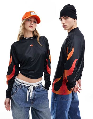 Top en jersey unisexe à manches longues et imprimé flammes - Adidas Originals - Modalova