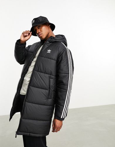 Doudoune à capuche longue avec logo 3 bandes - Adidas Originals - Modalova