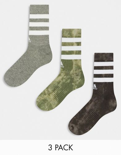 Lot de 3 paires de chaussettes fini délavé - Gris, kaki, marron - Adidas Originals - Modalova