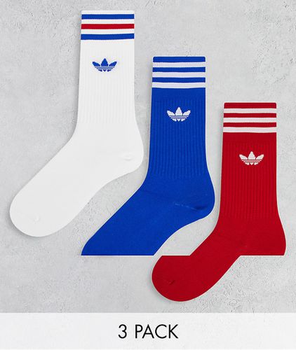 Lot de 3 paires de chaussettes mi-hautes à 3 bandes - , rouge et bleu - adidas Originals - Modalova