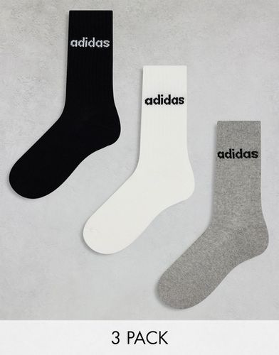 Lot de 3 paires de chaussettes mi-hautes - Blanc, gris et noir - Adidas Originals - Modalova