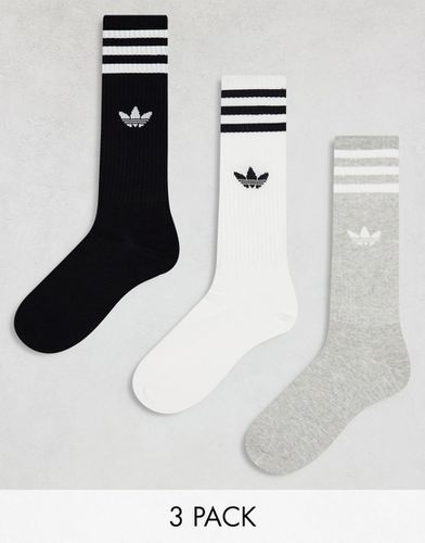 Lot de 3 paires de chaussettes montantes - Blanc, gris et noir - Adidas Originals - Modalova