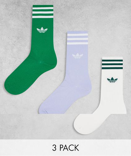 Lot de 3 paires de chaussettes montantes - Blanc, vert et lilas - Adidas Originals - Modalova